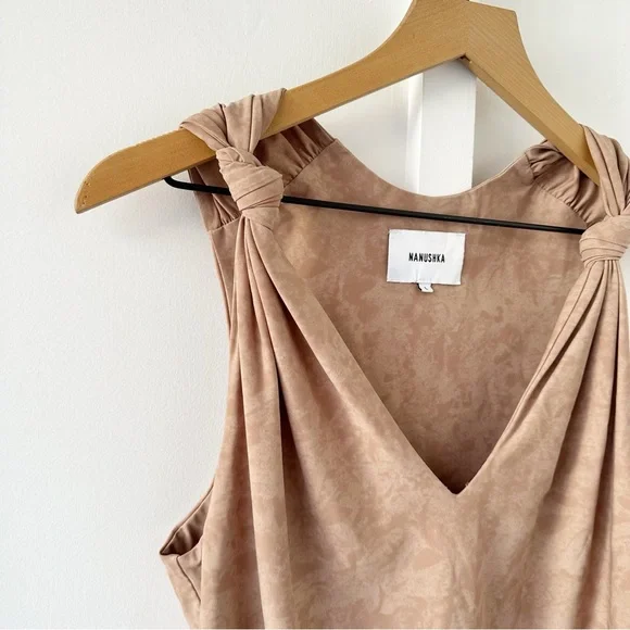 NANUSHKA brown Fran swimsuit with knotted detail